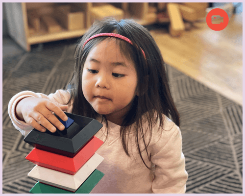 A child building blocks